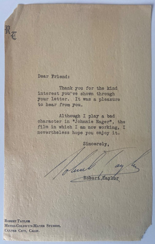 Letter signed actor robert - letter, actor,